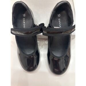 Danskin Black‎ Patent Leather Tap Shoes Size 10 Dance Mary Janes